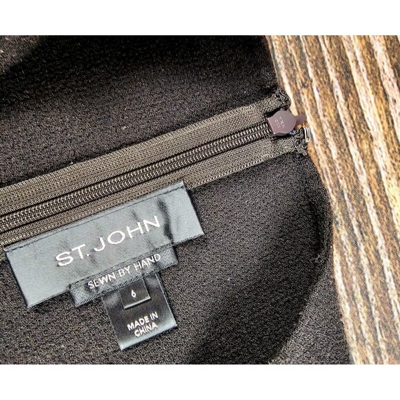St. John Hand Sewn Suit Black Brown Boucle Knit Zip Jacket 8 Pencil Dress 6 EUC! - Picture 12 of 12